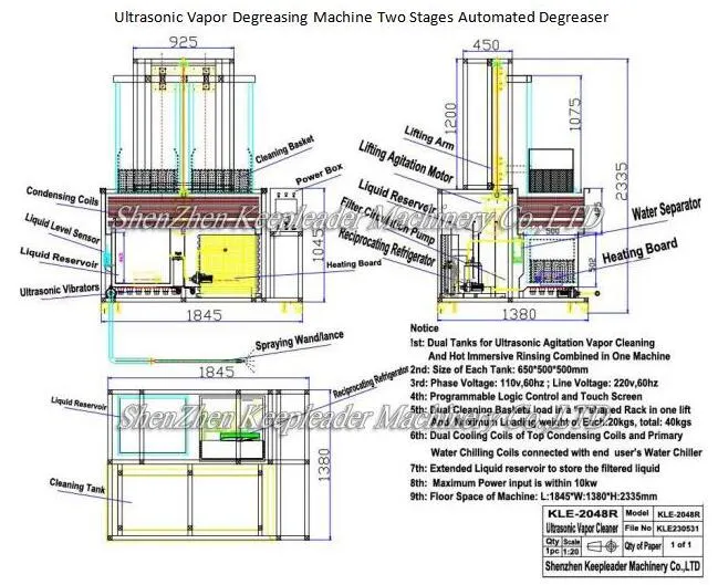 Ultrasonic Vapor Degreasing Machine Two Stages Automated Degreaser of Two Tanks Refrigeration Cooled Solvent Cleaning Equipment